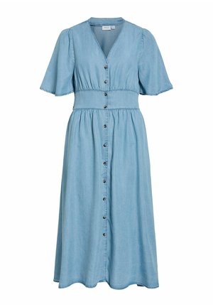 VILA, MIDI DRESS VIMAI SHORT SLEEVED - Robe en jean - light blue denim