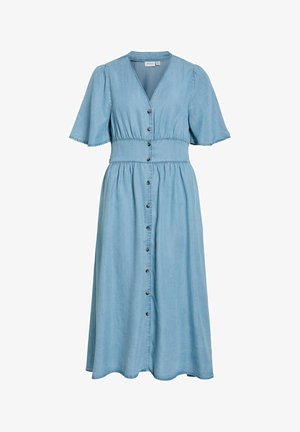 VILA, MIDI DRESS VIMAI SHORT SLEEVED - Robe en jean - light blue denim