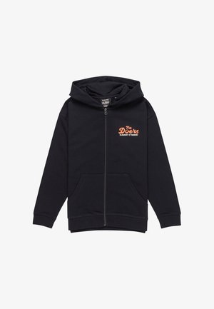 Felpa nera con zip realizzata in cotone. Presenta una tasca frontale, polsini a costine e un logo arancione sull'area sinistra del petto.