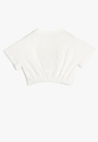 Witte cropped T-shirt van katoen, met korte mouwen en een elastische zoom voor een aansluitende look. Glad materiaal met een eenvoudig ontwerp.