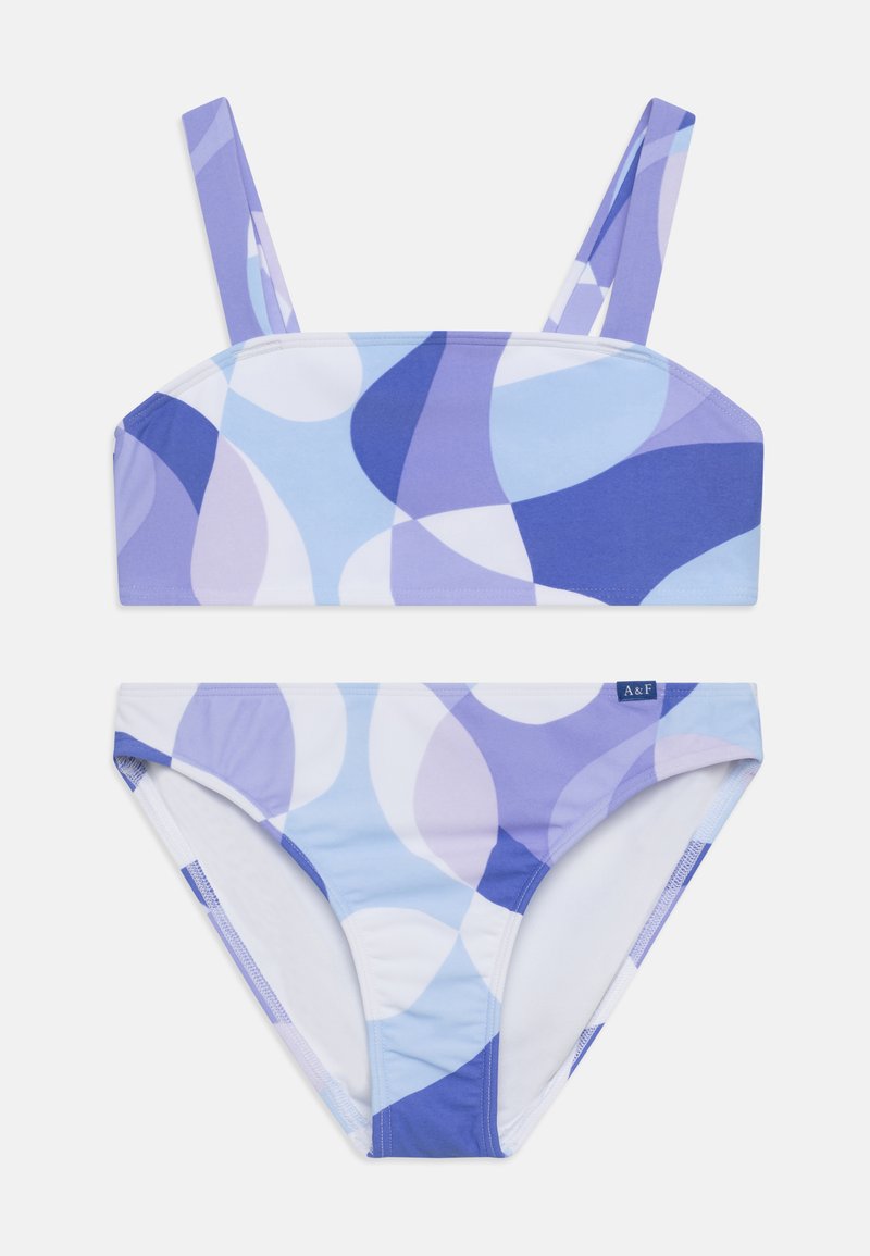Abercrombie & Fitch BANDEAU Bikini blue abstract/multicoloured