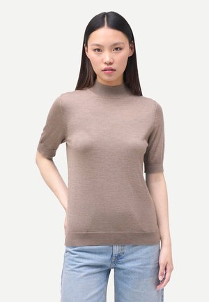 MIT STEHKRAGEN - T-Shirt basic - taupe