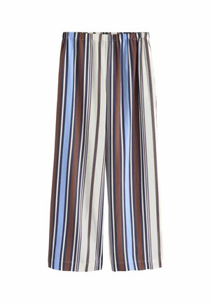 Next, REGULAR FIT - WIDE LEG TROUSERS - Trousers - chocolate brown blue stripe