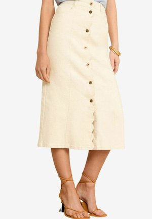 Love & Roses SCALLOP BUTTON THROUGH REGULAR FIT - A-linjainen hame - mottled beige