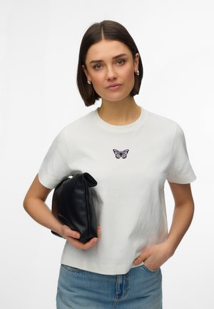 Vero Moda VMSARA METTE SS TOP BOX JRS NOOS - Μπλουζάκι με στάμπα - snow white