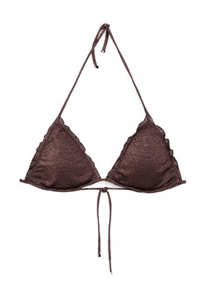 Massimo Dutti, SHIMMERY RUFFLED BIKINI TOP - Bikini pezzo sopra - dark brown