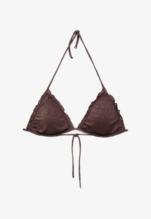 Massimo Dutti, SHIMMERY RUFFLED BIKINI TOP - Bikinitop - dark brown