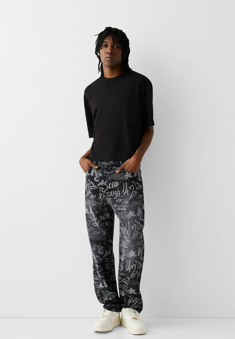 Bershka Straight leg jeans zwart