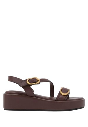 Reiss REGULAR FIT - NYLA DOUBLE-BUCKLE - Sandále na platforme - chocolate