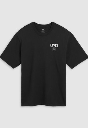 Tricou negru din bumbac, cu mâneci scurte, decolteu rotund și logo alb Levi's cu grafică "501" pe piept.