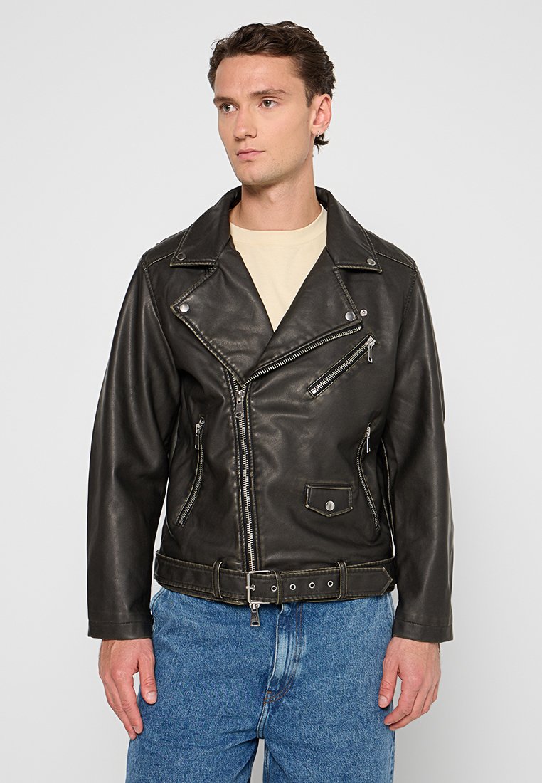 jack & jones Imitatieleren jas zwart