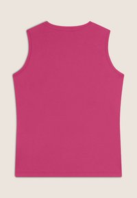 Top senza maniche magenta in cotone, con scollatura rotonda, design semplice e texture liscia. Nessun motivo o accento visibile.