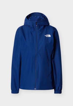 Tumši zila viegla jaka ar kapuci, priekšējā rāvējslēdzēja aizdari un elastīgiem manšetiem. Uz krūtīm ir balts logotips, jakai ir gluda, ūdensizturīga faktūra.