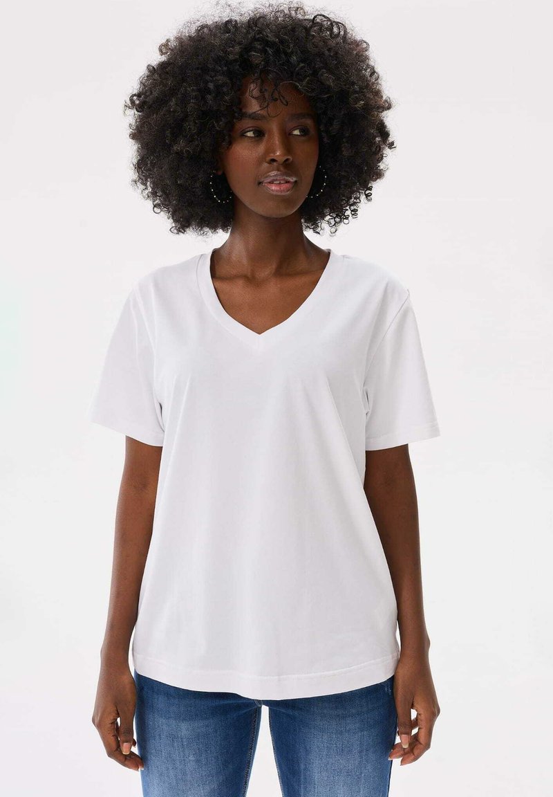 blue shadow MANGO - T-shirt basic - white
