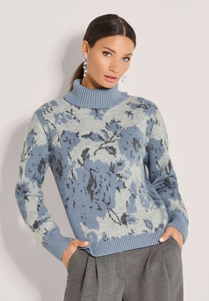MADELEINE, MADELEINE PULLOVER FLORALER JACQUARD-PULLI MIT ROLLKRAGEN - Trui - smoky blue   silver-gray   multicolor