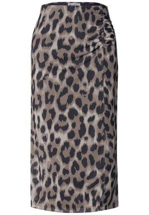 Street One, MIDI-ROCK AUS MESH MIT PRINT - Jupe trapèze - timeless beige