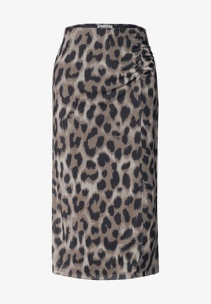 Street One, MIDI-ROCK AUS MESH MIT PRINT - Jupe trapèze - timeless beige