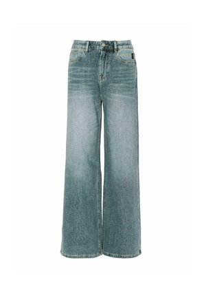 Vida jeans med vida ben i ljusblå färg, med en blekt tvätt och subtila slitsar, fem fickor och en knappstängning i midjan.