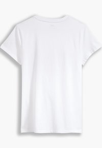 Weißes T-Shirt mit kurzen Ärmeln aus Baumwolle. Verfügt über einen klassischen Rundhalsausschnitt, geraden Saum und eine glatte, einfarbige Textur. Keine Drucke oder Verzierungen.