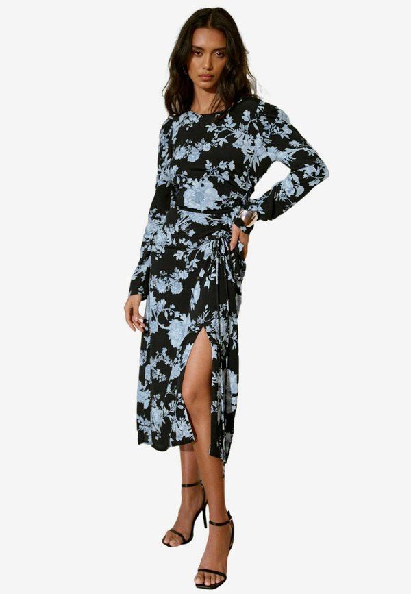 REGULAR FIT - FLORAL QUALITY RUCHED SIDE MIDI - Freizeitkleid