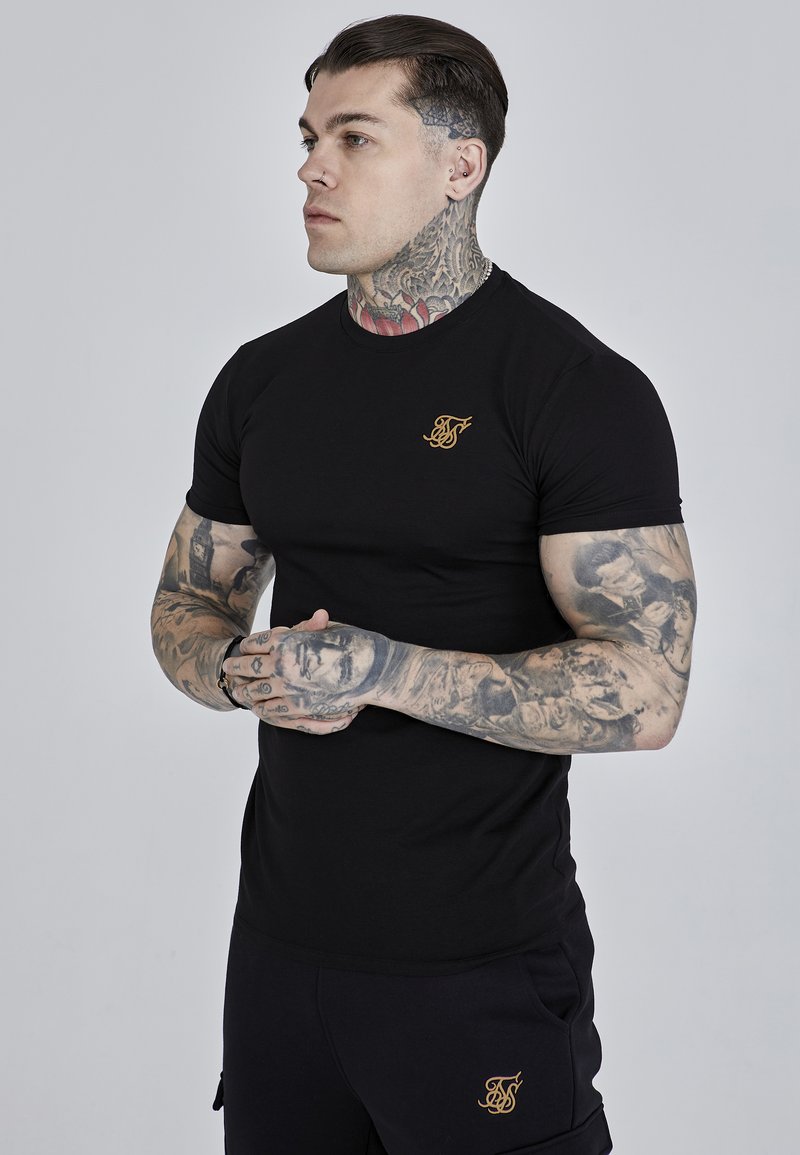 SIKSILK MUSCLE FIT - Pamata T-krekls - black