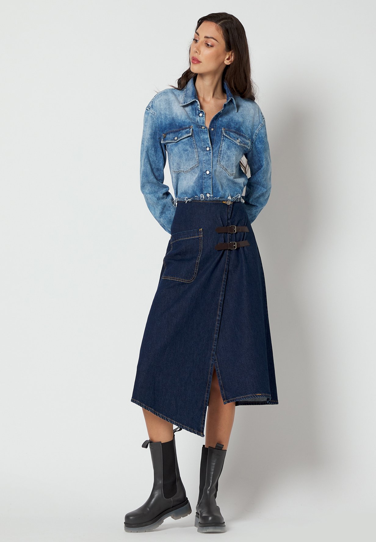 Manila Grace Gonna di jeans - blu scuro - Zalando.it