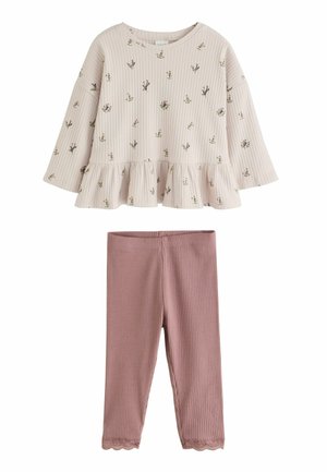 Next REGULAR FIT - LONG SLEEVE - Leggings - Trousers - mauve purple ditsy floral