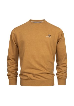 Senf-farbenes Sweatshirt aus weichem Stoff, mit Rundhalsausschnitt und langen Ärmeln. Logo auf der Brust gestickt.
