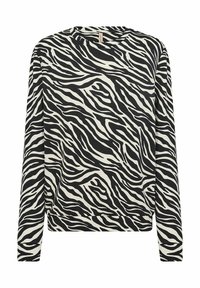 Long-sleeve top in black and white zebra print. Made of soft fabric, it features a crew neck and a relaxed fit. Detailed with horizontal stripes.