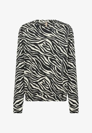 Langarmshirt im schwarz-weißen Zebra-Print. Hergestellt aus weichem Stoff, verfügt es über einen Rundhalsausschnitt und eine lockere Passform. Mit horizontalen Streifen verziert.