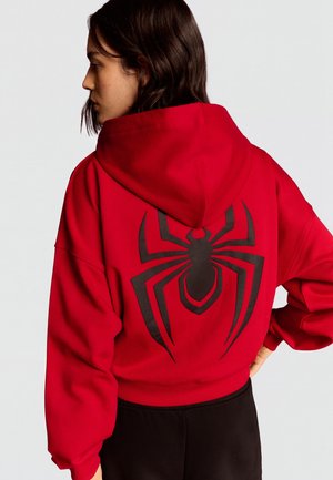 Bershka, SPIDER-MAN PRINT HOODED SWEATSHIRT - Sweat zippé - red