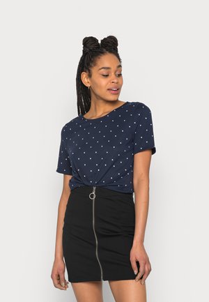 VIMOONEY TOP - T-shirts print - navy/white