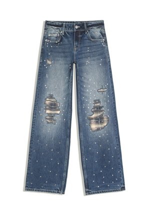 Bershka, LOW-WAIST STRAIGHT-LEG DENIM JEANS - Jean droit - dark blue