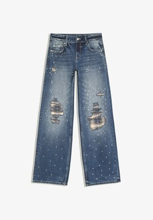 Bershka, LOW-WAIST STRAIGHT-LEG DENIM JEANS - Jean droit - dark blue