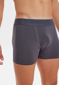 Boxer shorts in misto cotone grigio scuro con una morbida vita elastica che presenta un marchio in rilievo. Texture liscia e design aderente.