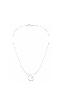 Srebrny naszyjnik z łańcuszka z zawieszką w kształcie serca, gładkim wykończeniem, minimalistycznym designem i zapięciem na karabińczyk.