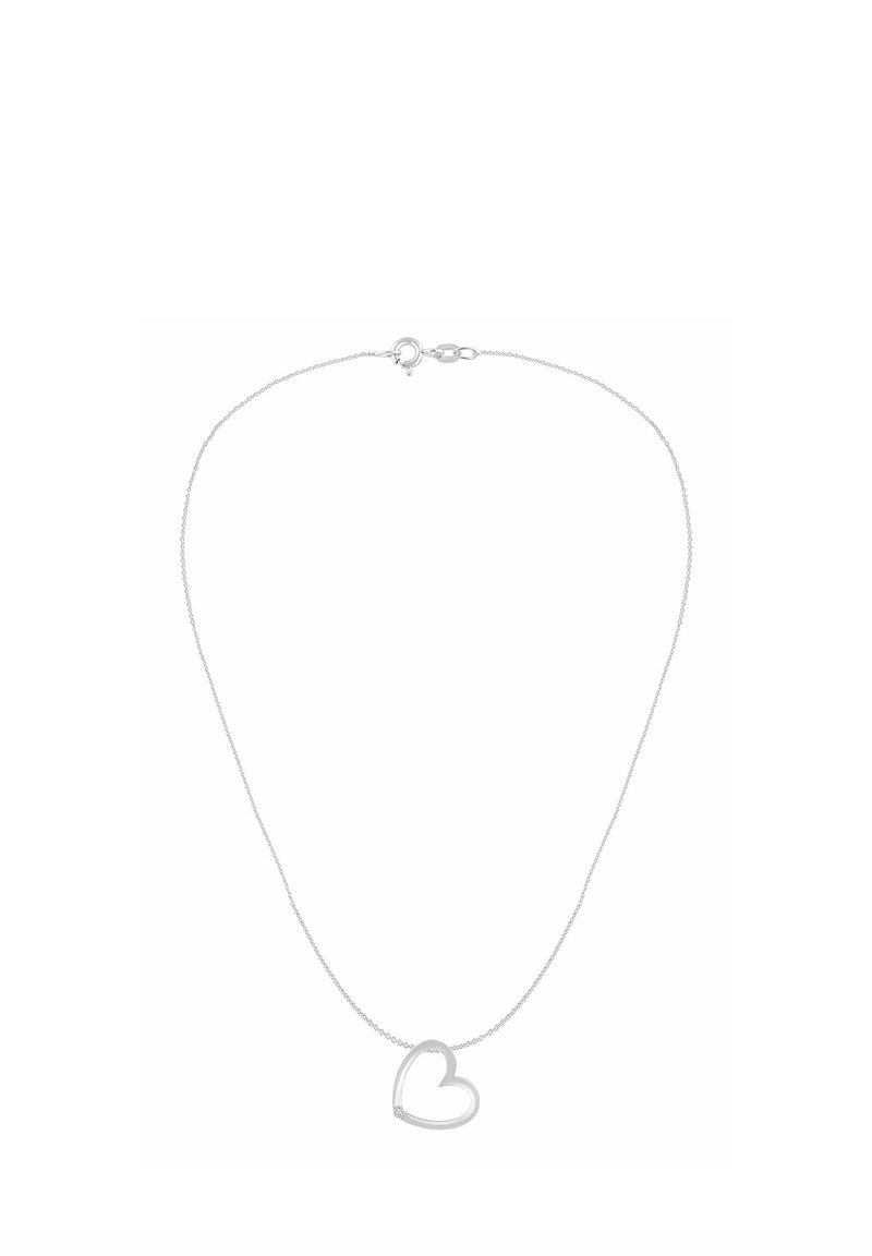 Srebrny naszyjnik z łańcuszka z zawieszką w kształcie serca, gładkim wykończeniem, minimalistycznym designem i zapięciem na karabińczyk.