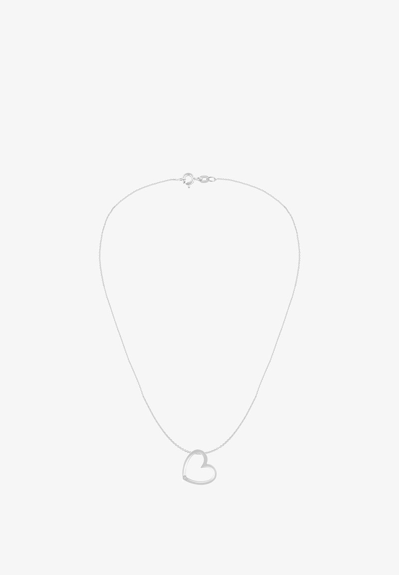 Srebrny naszyjnik z łańcuszka z zawieszką w kształcie serca, gładkim wykończeniem, minimalistycznym designem i zapięciem na karabińczyk.