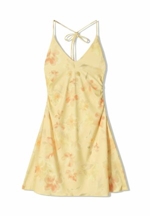 Bershka PRINTED HALTER - MIDI - Freizeitkleid - yellow