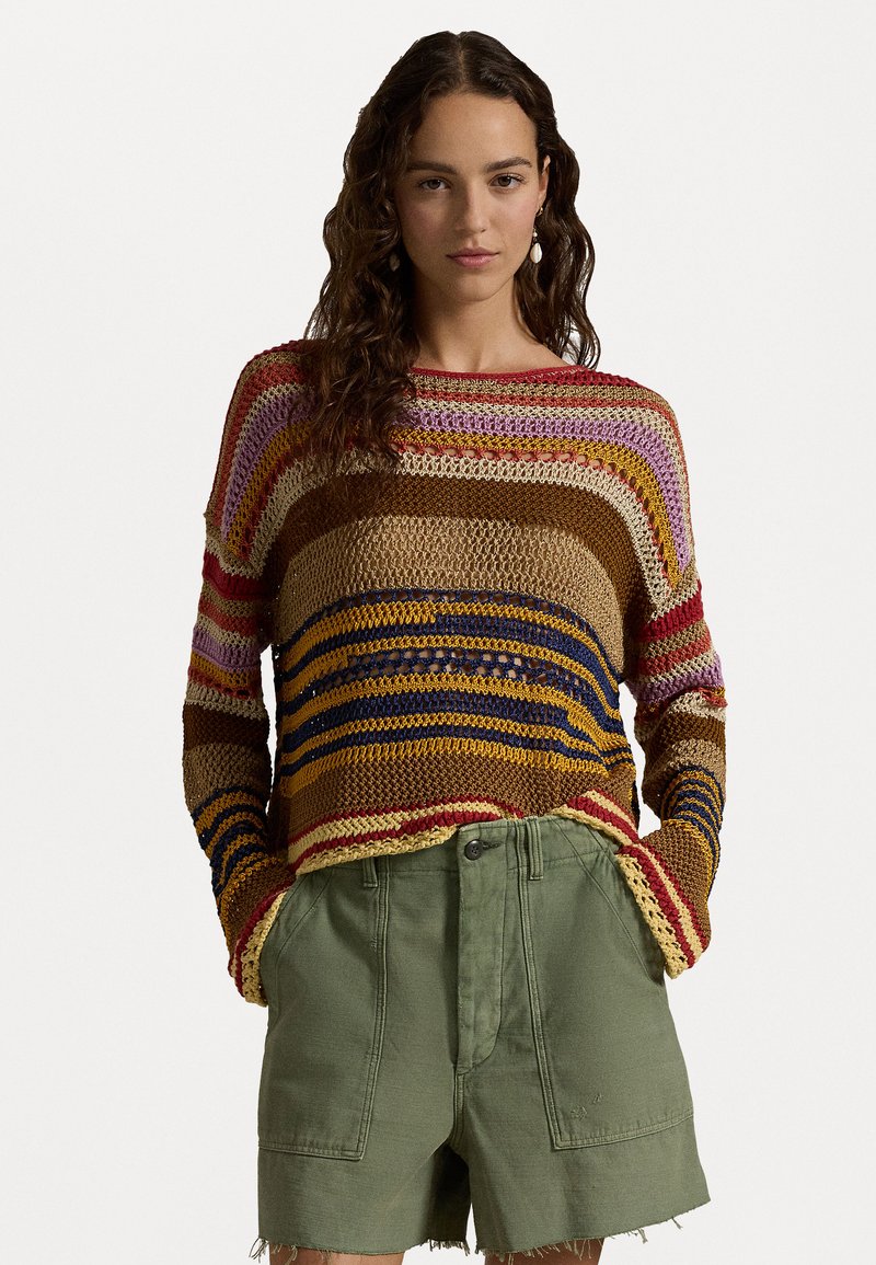 Polo Ralph Lauren LONG SLEEVE - Džemperis - tan/multi-colored