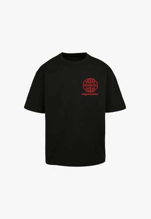 MJ Gonzales HEAVY OVERSIZED TEE - GLOBAL FLAME - Tricou cu imprimeu - black
