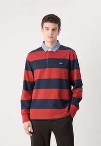 GANT STRIPE HEAVY RUGGER - Pikkade varrukatega topp - iron red