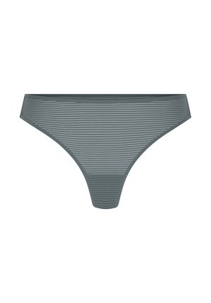 Grijs gestreepte stringonderbroek van een soepele, stretchy stof met een lage taille en minimale bedekking.