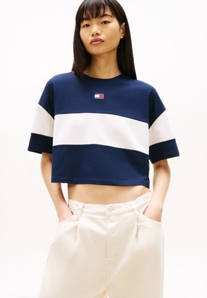 Tommy Jeans, TOMMY BADGE COLOUR-BLOCKED OVERSIZED LONG SLEEVE T-SHIRT - T-Shirt print - dark night navy
