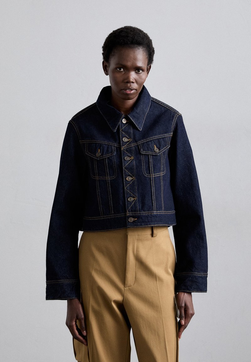 Victoria Beckham CROPPED JACKET - Jakna iz džinsa - dark indigo rinse