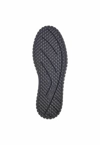 Must lääts musta kummist, millel on tekstureeritud siksak- ja lainekujundid, tõstetud riiulid haardamiseks ning välja pressitud brändinimi "s.Oliver" ja suurus "37."