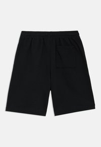 Μαύρα σορτς από βαμβακερό μείγμα με ελαστική μέση, που διαθέτουν πίσω τσέπη και ευθεία κοπή. Ομαλή υφή, μήκος μέχρι το γόνατο.