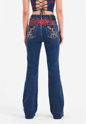 CRYSTAL KOI FLARED - Flared Jeans - indigo