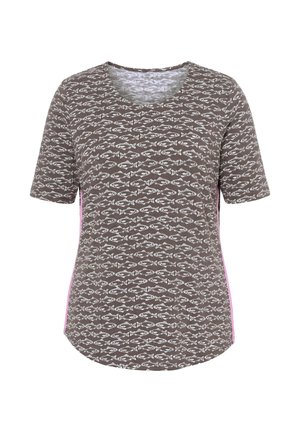 LAURASØN, T-SHIRT, 1/2 ARM, RUNDHALS, ALLOVER-PRINT, OEKO-TEX - Triko s potiskem - dark taupe