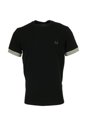 STRIPED CUFF - Basic T-shirt - black